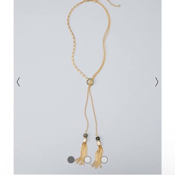 Olive Leather Tassel Pendant Necklace - Picture 2 of 2